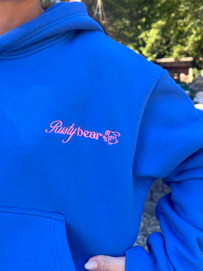 royal blue & pink “make your heart the prettiest thing about you” hoodie