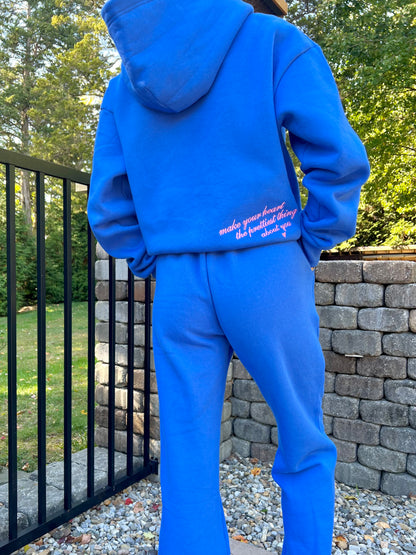 royal blue & pink “make your heart the prettiest thing about you” hoodie