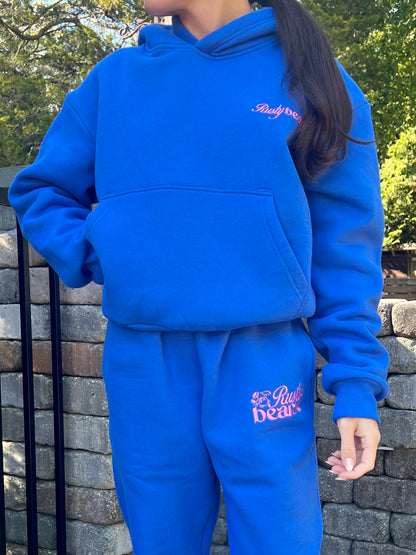 royal blue & pink “make your heart the prettiest thing about you” hoodie