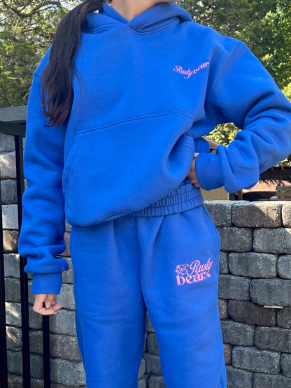 royal blue & pink “make your heart the prettiest thing about you” hoodie