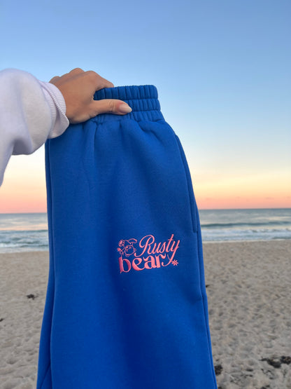 royal blue & pink cuffed bottom sweatpants