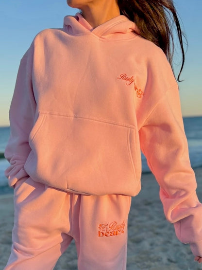 pink & orange “lucky you” elements hoodie