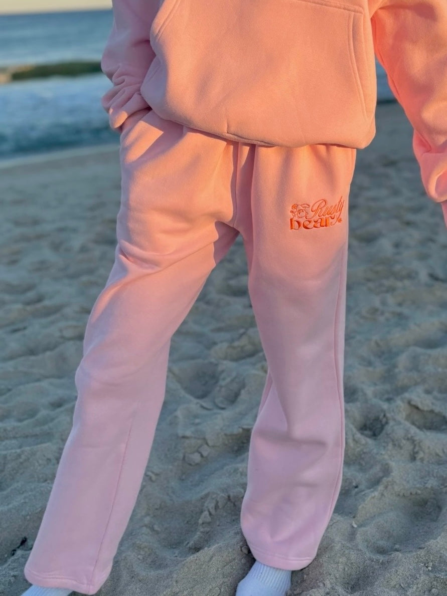 pink & orange open bottom sweatpants